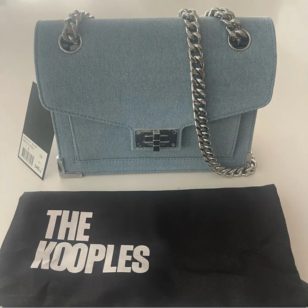The Kooples Emily blue denim chain bagl NWT